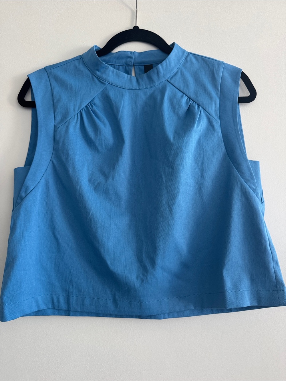 Sleeveless Mock Neck Blue Women's Top